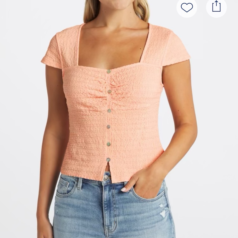 Pink Puff Sleeve Ruched Blouse - Picture 4 of 7